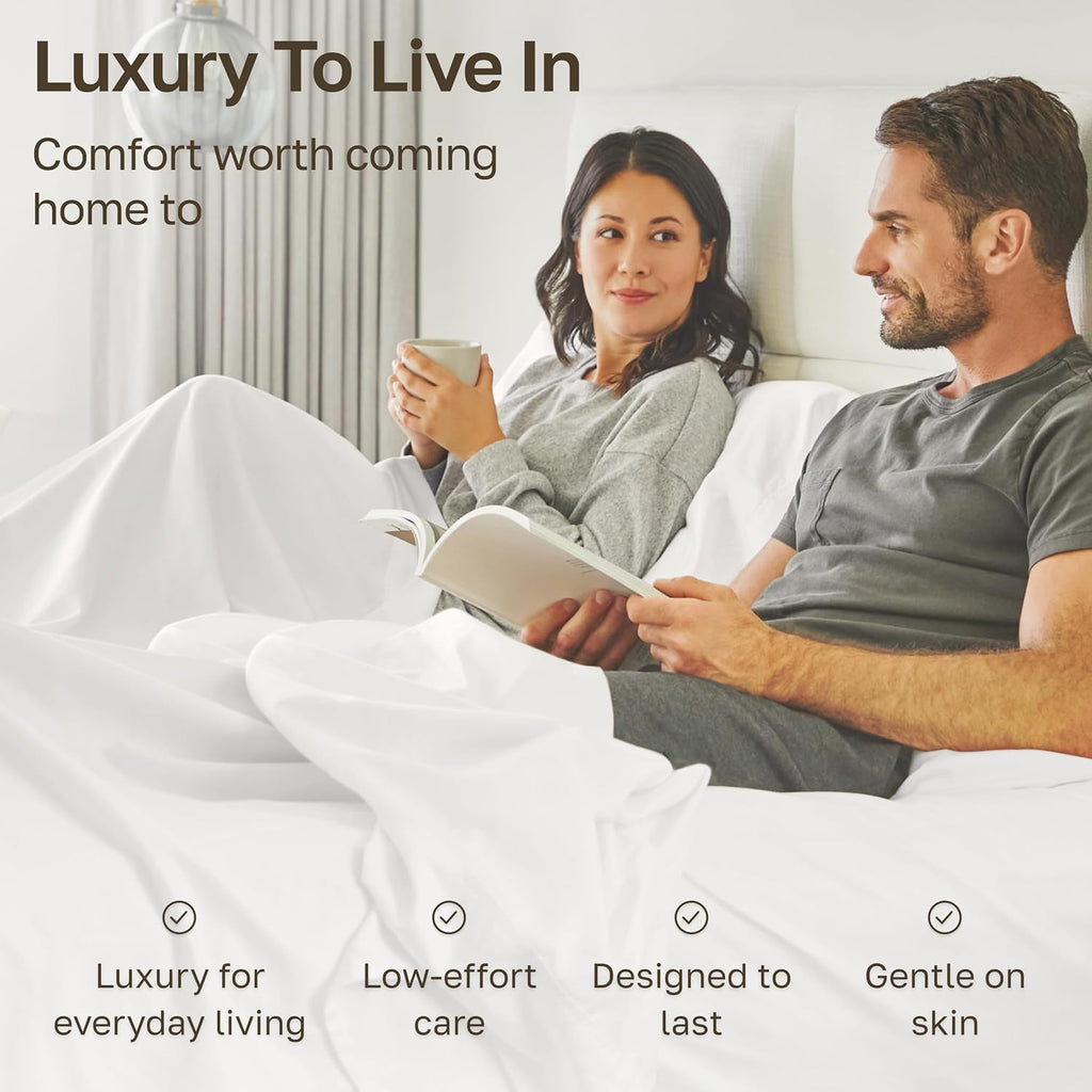 100% Egyptian Cotton Sheets Set - Certified Authentic Luxury Sheet Set with Deep Pocket, Soft Sateen