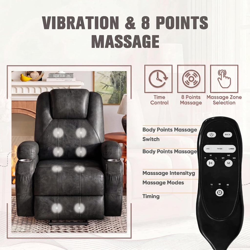 Power Lift Recliner Chair Electric Lift Recliner for Elderly Power Lift Recliner Chair with Cup Holders Side Pockets