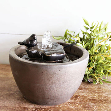 Foreside Bronze Bird on Leaf Indoor Water Fountain with Pump