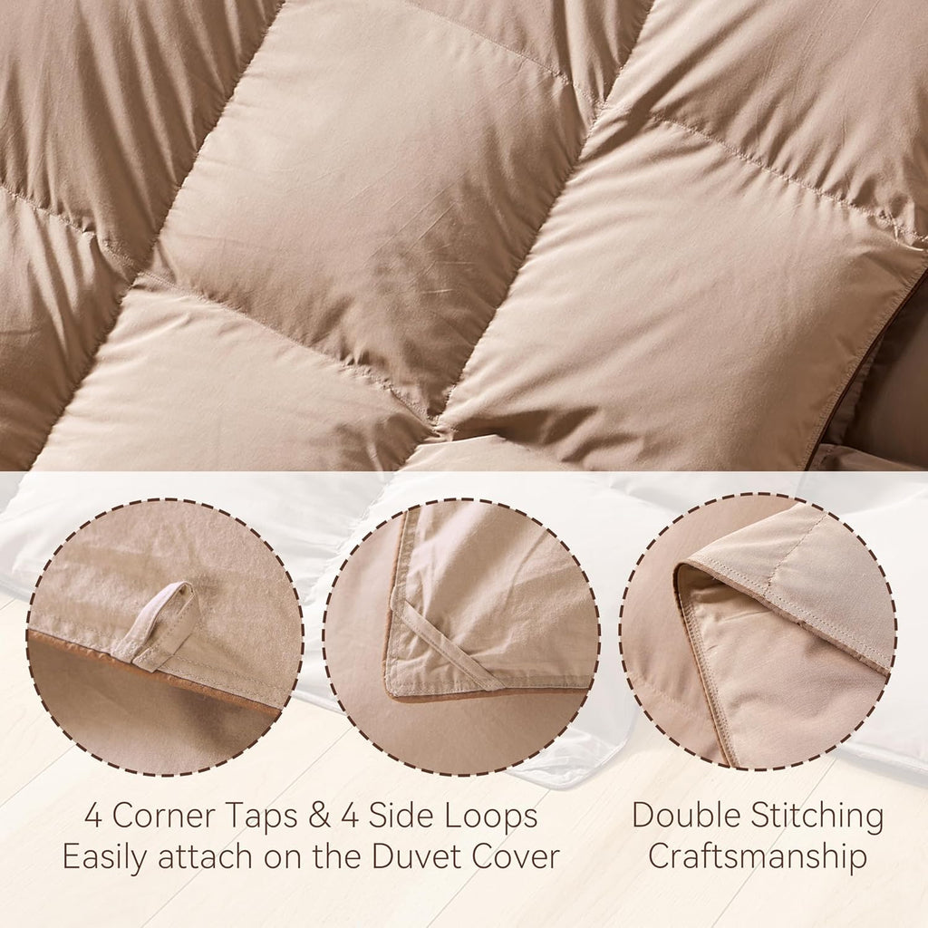 Premium Down Comforter Queen, Luxurious All Season Duvet Insert with Cotton Blended Fabric