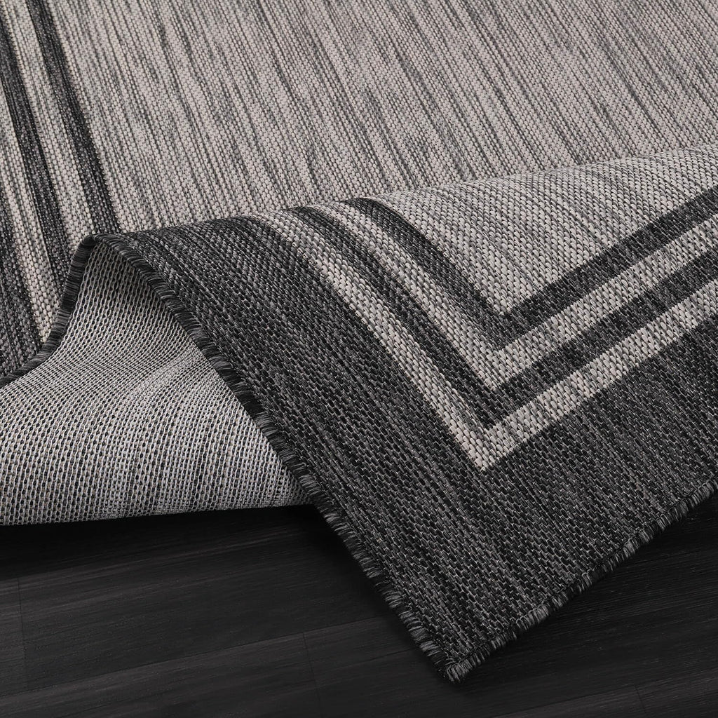 Bordered Outdoor Rug 5x7 Washable Outside Carpet Patio Porch Waterproof Easy Cleaning Non Shedding Area Rugs Dark