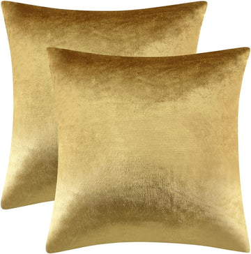 Gold Velvet Decorative Throw Pillow Covers,18x18 Pillow Covers
