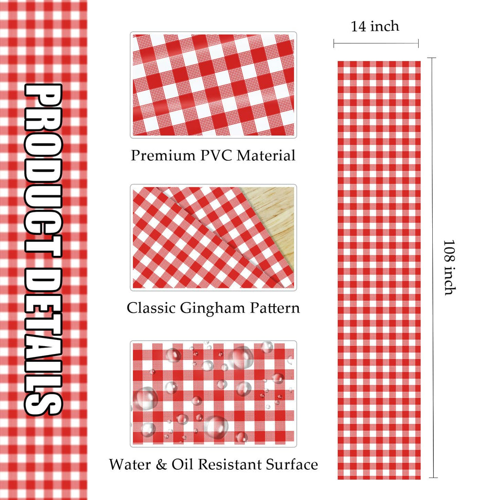 12 Pcs Red Gingham Table Runner Plastic Checkered Table Runner