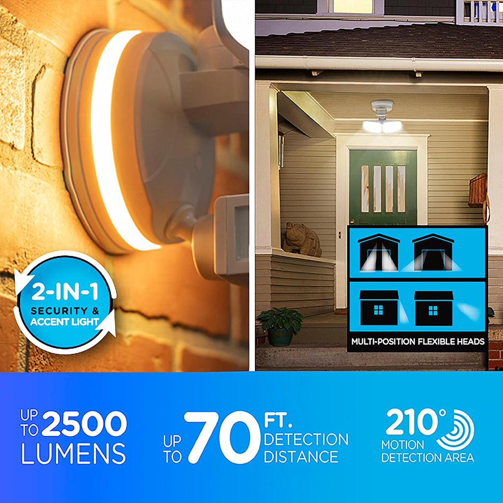Vibe Smart LED Security Light, Motion Activated, Dual Head | ETL Listed, UV Resistant, 2500 Lumens, 4000K, Works with
