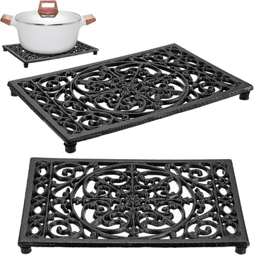 Cast Iron Trivet Heat Resistant Trivets for Hot Pots and Pans - Set of 2