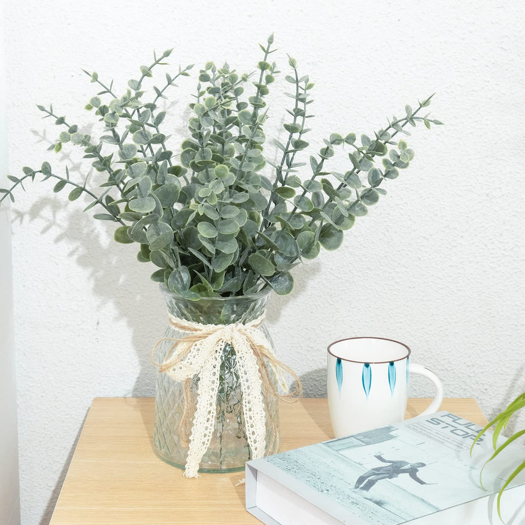 80pcs Artificial Eucalyptus Stems Fake Eucalyptus Leaves Stems Real Touch Leaf Branches for Flower Bouquet Wedding