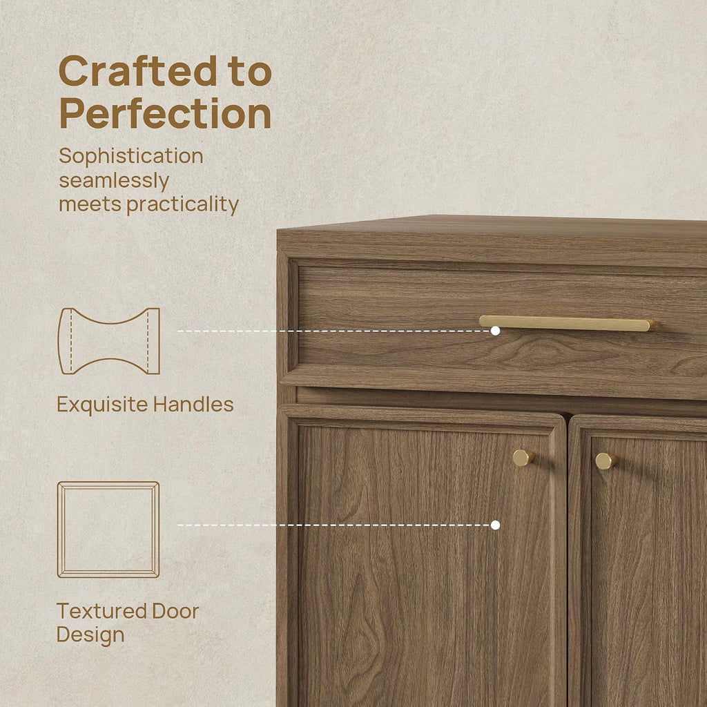 Buffet Cabinet with Storage Tall Modern Console Storage Cabinet with Doors and Shelves 90" Long Wooden Sideboard
