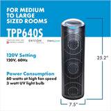 Therapure TPP640 Air Purifier Tower with Air Sensor, Handle, and Remote Control (Black)