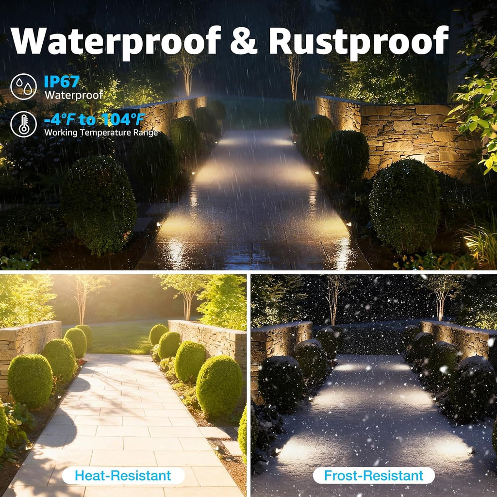 5W Low Voltage Landscape Lighting Anti-Glare Outdoor In-Ground Lights 3000K Well Lights Low Voltage with Wire