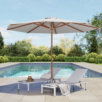 11 FT 10-Year-Non-Fading Patio Umbrella, Outdoor Umbrella with 8 Faux-Wood Grain Aluminum Ribs