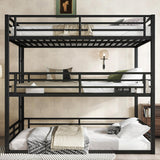Heavy Duty Triple Bunk Bed, Queen Over Full XL Over Queen 3 Bunk Beds with Ladders