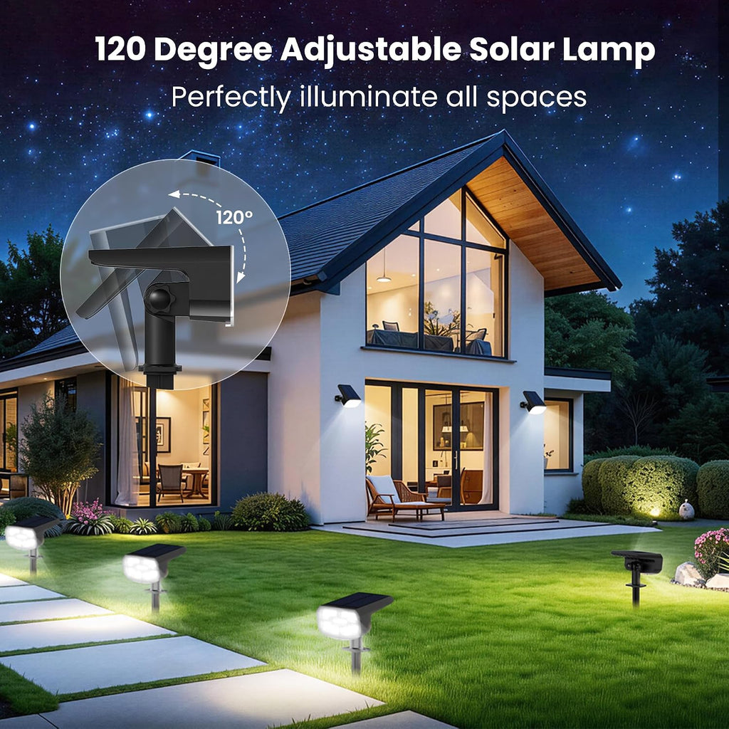 Solar Spot Lights Outdoor Waterproof,4 Pack,2 Lighting Modes Solar Spotlights, Solar Lights for Yard Garden Lawn