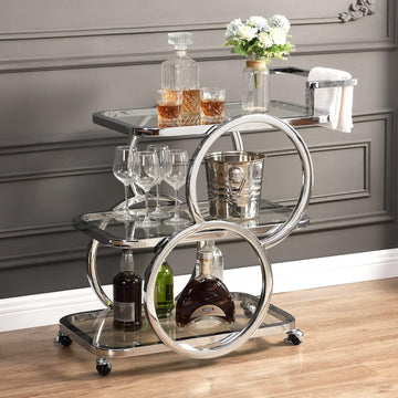 Home Bar Serving Carts 3 Tier Kitchen Carts on Wheels Mobile Bar Carts Kitchen Dining Room Living Room Party - Set of 4