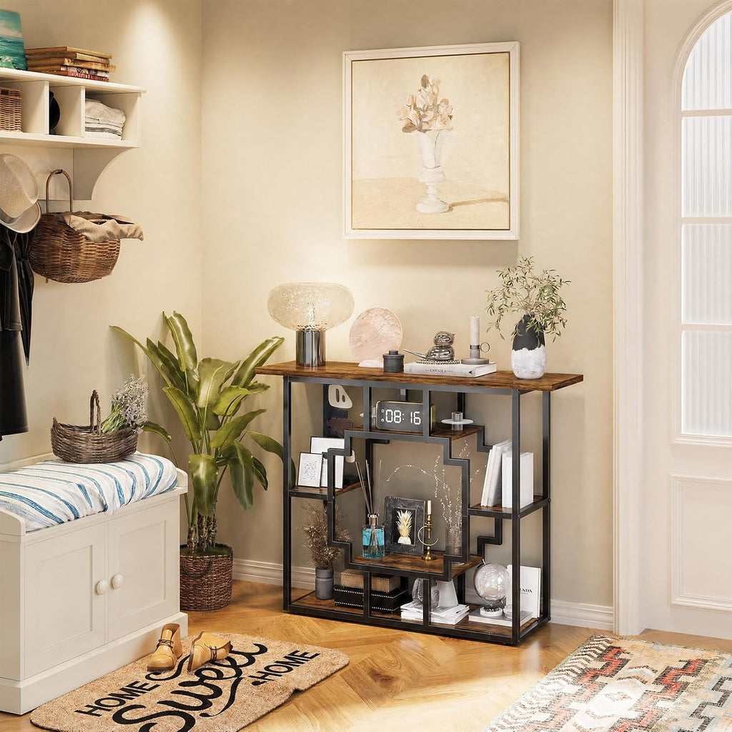 41.3 Inch Entryway Table, Narrow Console Table Behind Couch, Accent Sofa Table with Storage Shelves , Entrance