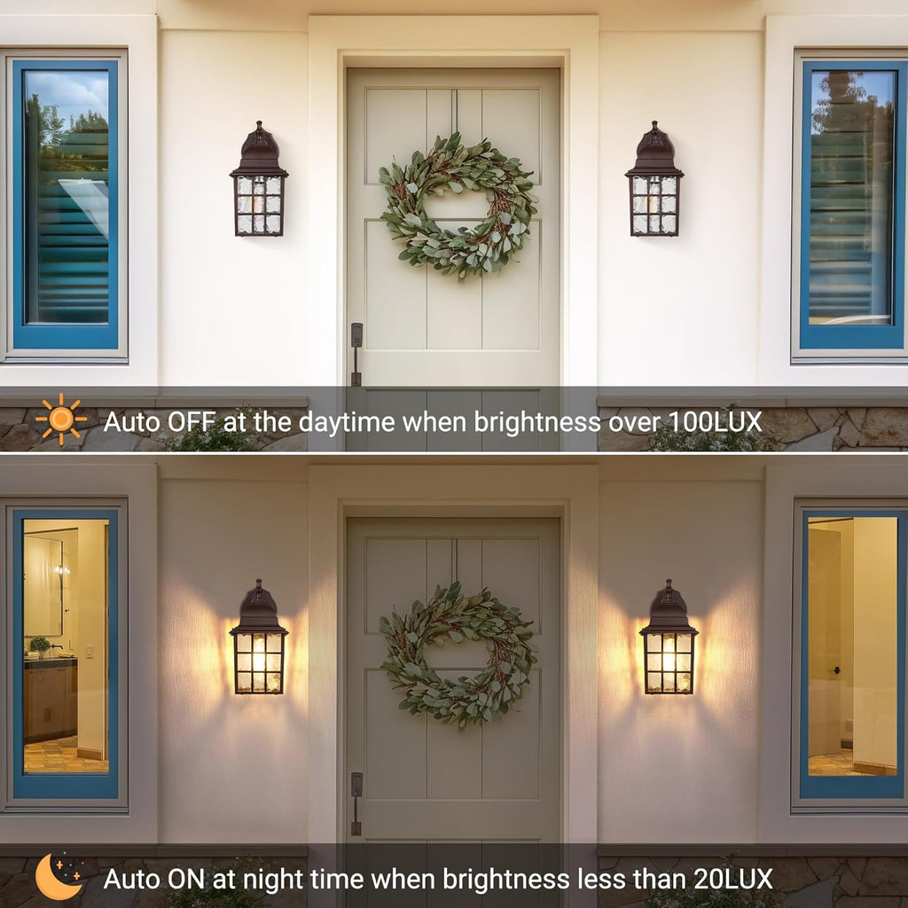 2-Pack Dusk to Dawn Outdoor Lights for House, Exterior Porch Light Fixtures Wall Mount with Photocell Sensor