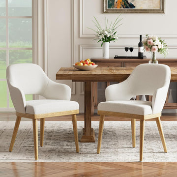 Wooden Dining Chairs Set of 2, Modern Fabric Upholstered Dining Room Chair, Kitchen Side Chairs, Farmhouse Dinner
