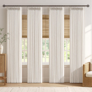 4 Panels Set Pinch Pleated Linen Curtains 86 Inches Long Natural