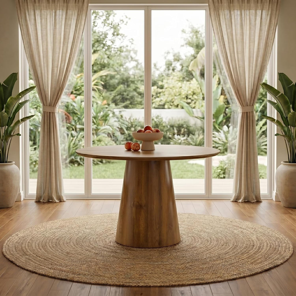 45'' Round Dining Table, Small Round Dining Table, Wood Dinner Table Use for Kitchen, Easy Assemble, Saving Space