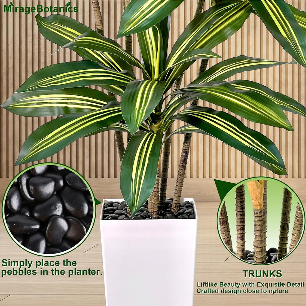 Dracaena Tree 7FT Tall Fake Plant with WhitePlanter - Realistic Faux Dragon Tree with Tall Planter - Indoor Floor