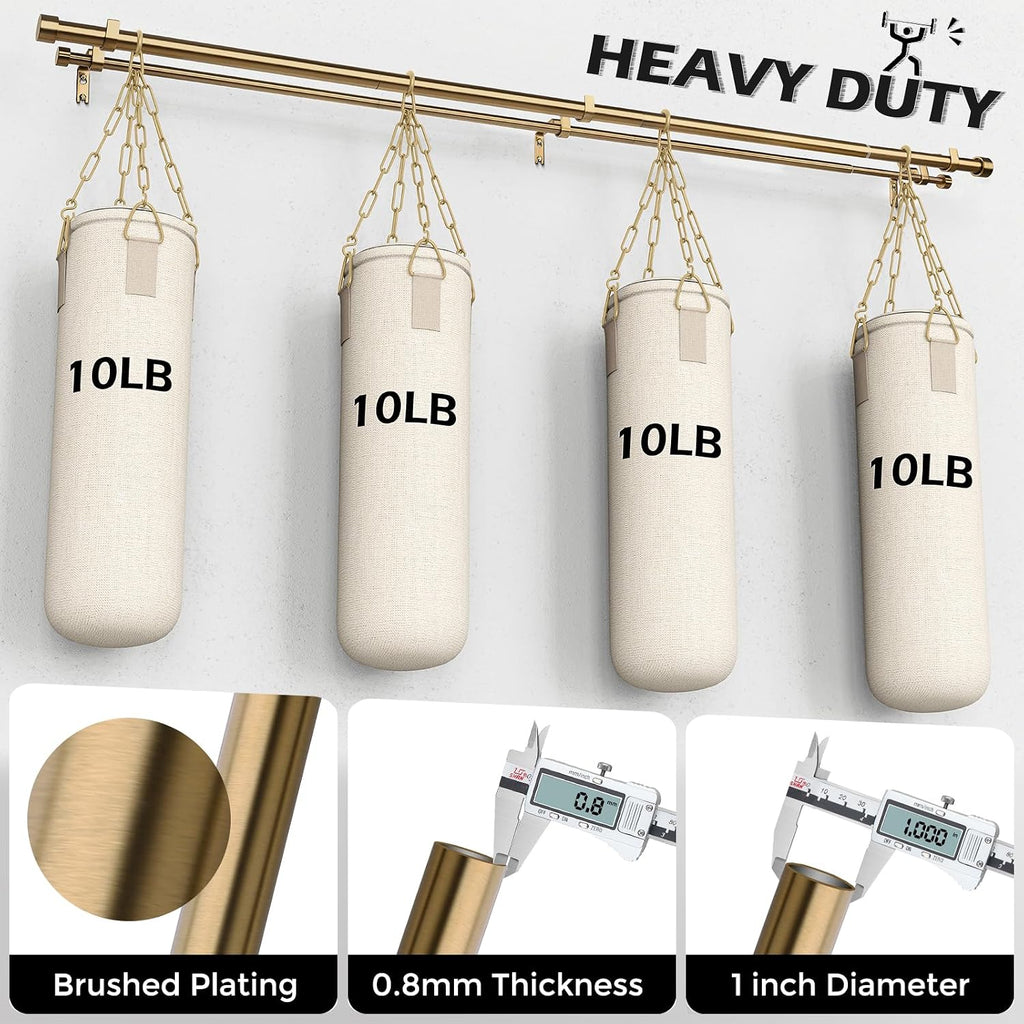 Double Curtain Rod, 36-60 Inch Warm Gold Heavy Duty Dual Rods