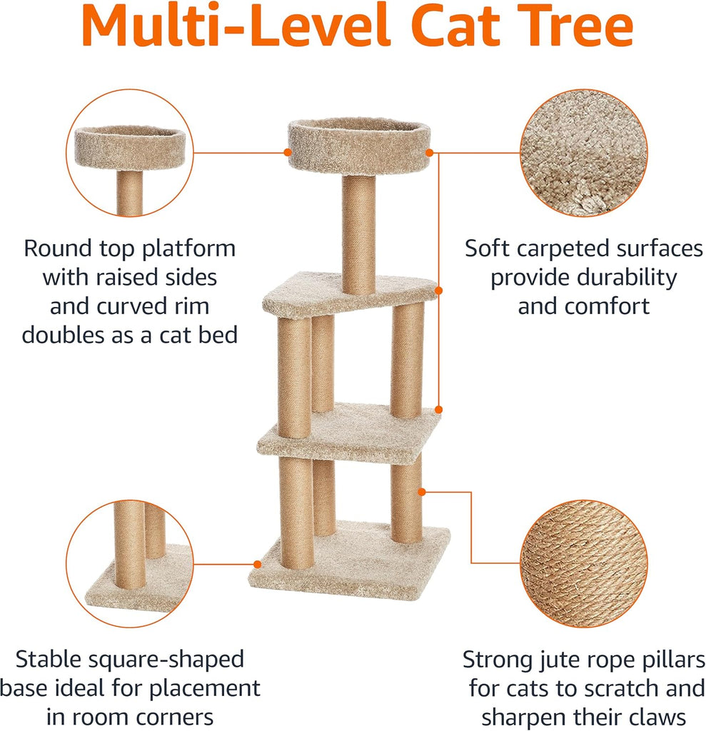 Cat Tree Tower - Multi-Level Climbing Activity Center for Indoor Cats & Kittens with Scratching Posts, Platform