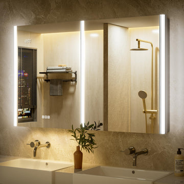 48x30 Lighted Medicine Cabinet Mirror, Smart Night Lamp, Anti-Fog