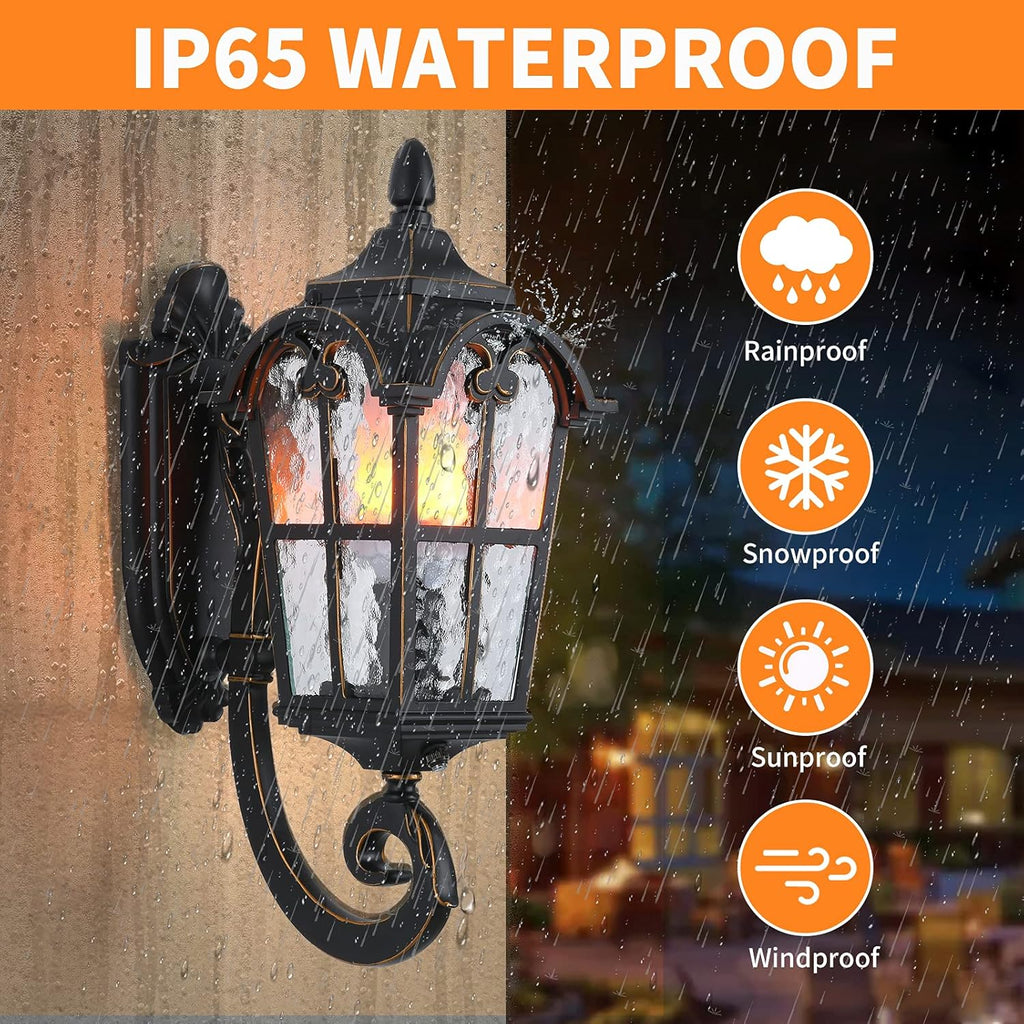 Dusk to Dawn Sensor Outdoor Wall Light Fixtures Black Roman 17.71" H Exterior Wall Lantern Waterproof Sconce Porch
