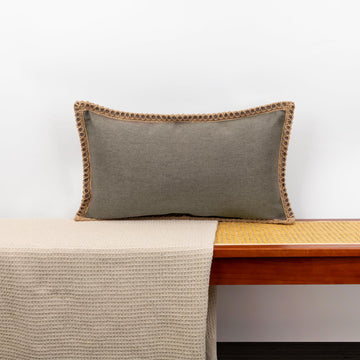 Burlap Linen 14X36 Lumbar Pillow Cover Dark Brown