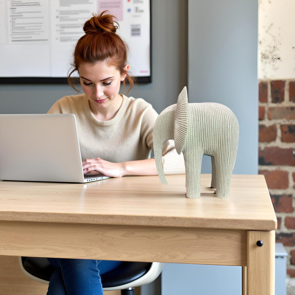 Abstract Elephant Sculpture, Modern Minimalist Elephant Figurine, Resin Animal Statue Decor, Neutral Tone Elephant