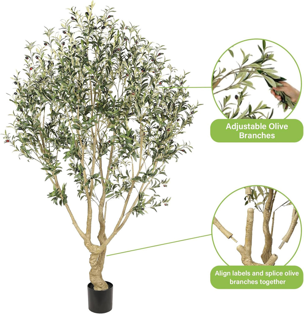 Large Faux Olive Tree 7ft with Thick Trunk & Realistic Leaves