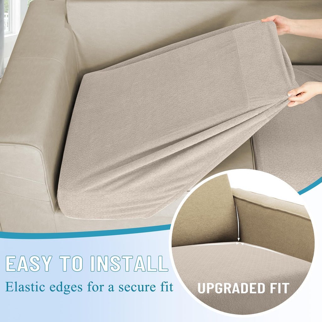Waterproof Sectional Couch Cushion Covers Stretch Corner Sofa Cushion Covers Jacquard L Shaped Slipcover Washable 5