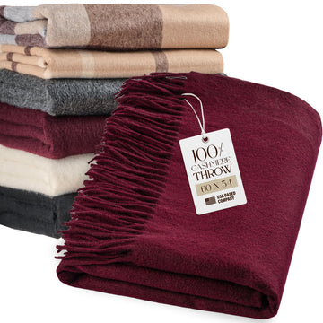Luxury 100% Pure Cashmere Throw Blanket, Fringed Sofa 60x54