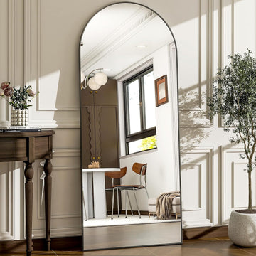 57" x 20" Arched Full Length Mirror - Wall Mounted/Floor Mirror Aluminum Alloy Frame Full Body Mirrors Living Room