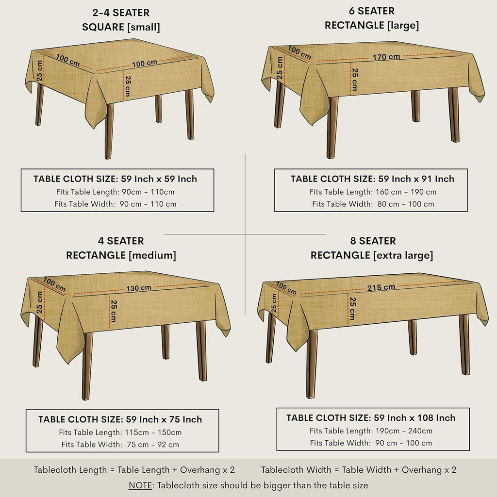 Embroidered Cotton Tablecloth 60 x 60 Inch Square - Washable & Colorfast Table Cover, Farmhouse, Kit