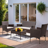 Greesum Patio Furniture 4 Pieces Conversation Sets Outdoor Wicker Rattan Chairs Garden Backyard Balcony Porch Poolside