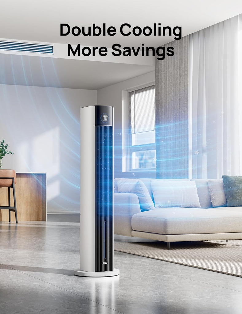 Evaporative Air Swamp Cooler, 43" Cooling Fans that Blow Cold Air 2026 Upgraded, 80° Oscillating Floor Fan