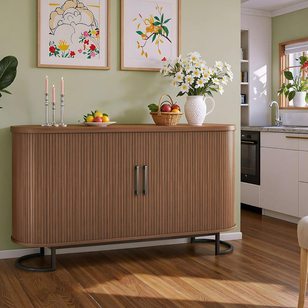 Sideboard Buffet Cabinet with Storage, 54.3" Storage Cabinet with Sliding Door & Adjustable Shelf