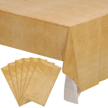6 Pcs Burlap Print Tablecloths Rectangular Waterproof Party