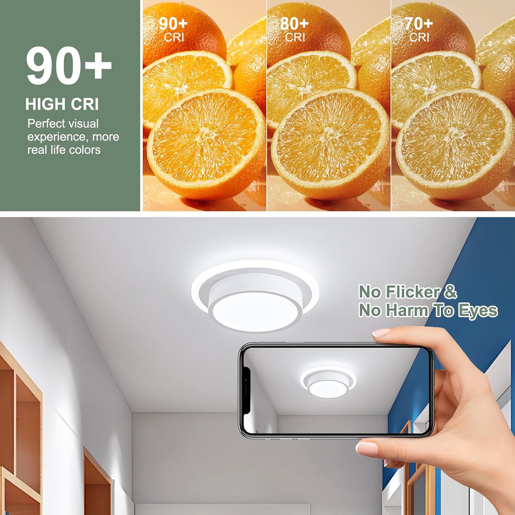 Modern LED Ceiling Light Fixtures, Small Flush Mount Light Fixture, Hallway Light Fixtures 32W 6000K, Round Kitchen