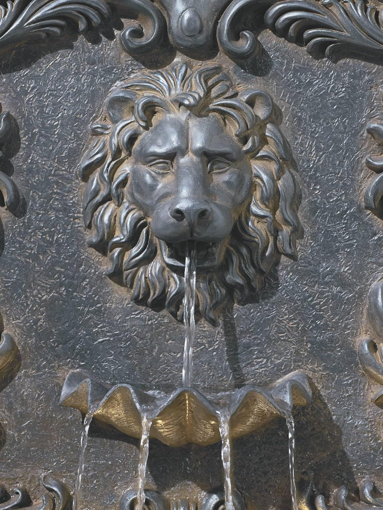 Royal Lion Acanthus 50" High Large Italian Indoor Outdoor Decor Faux Stone Floor Fountain with Light LED Statue