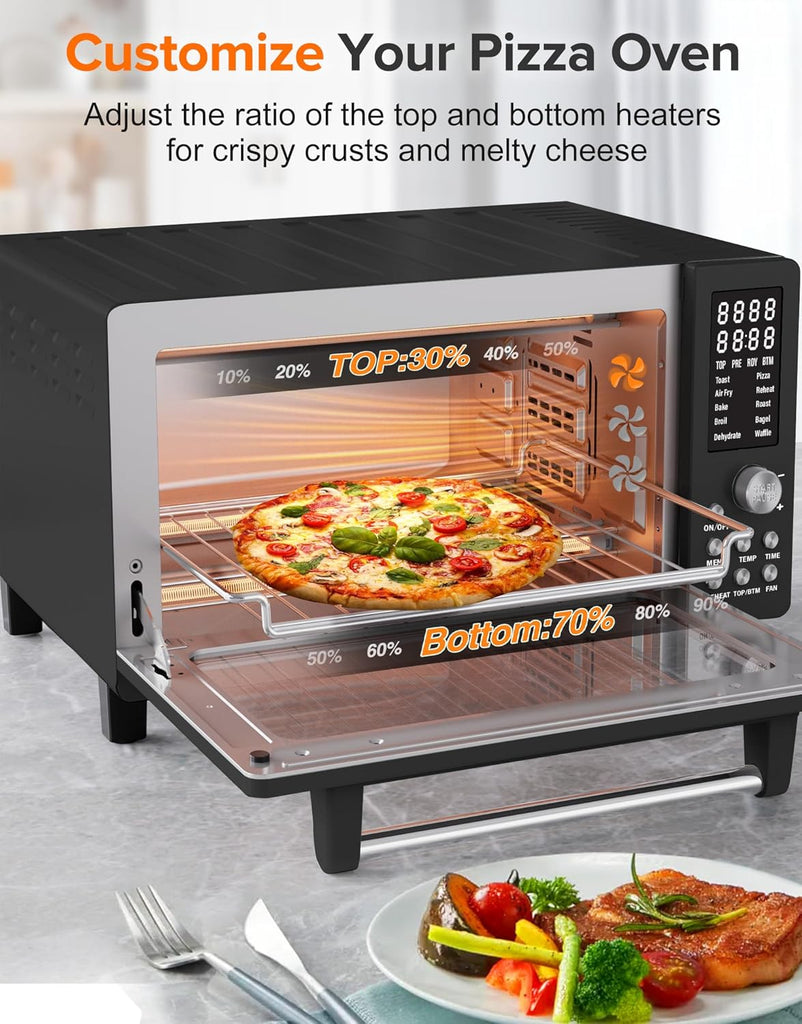 Bravo Pro Smart Air Fryer Toaster Oven Combo, Airfryer Convection Oven Countertop, 10-in-1 Functions with Quicker & Even Crisp Technology, 1800W, 50-450°F, PFAS-Free, 21QT, Black