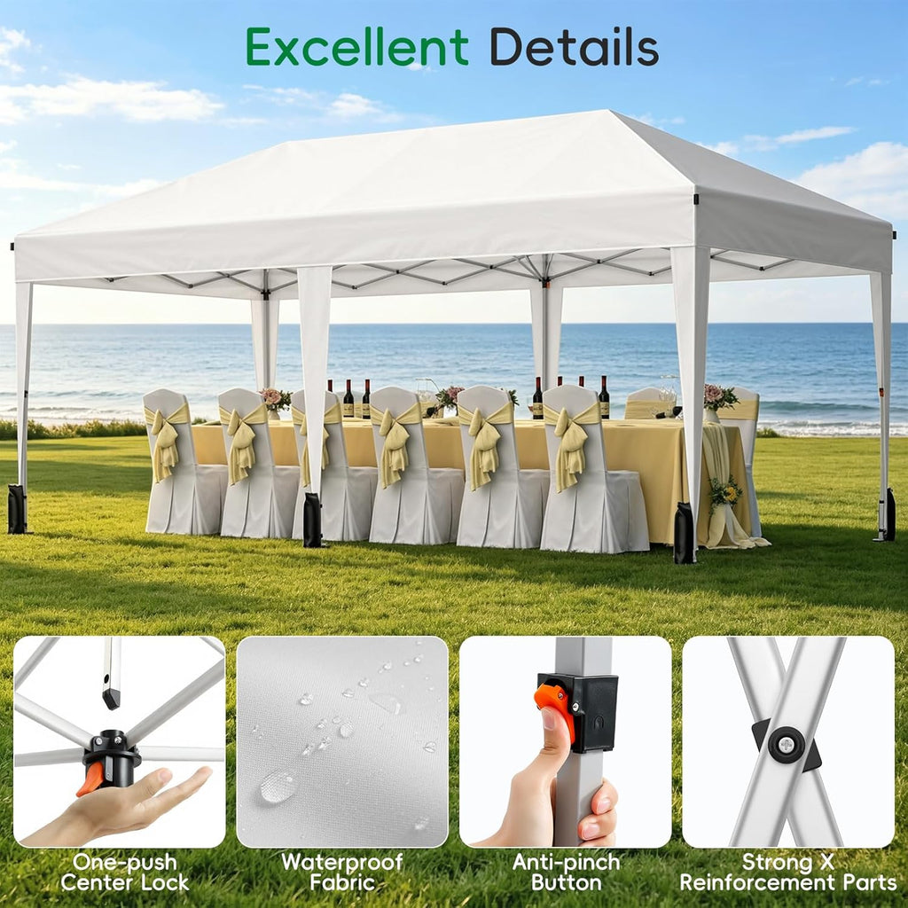 10x20 Pop up Canopy Tent with 6 Sidewalls, Outdoor Canopy with Windows & Roller Bag, Party Tent Events, Weddings