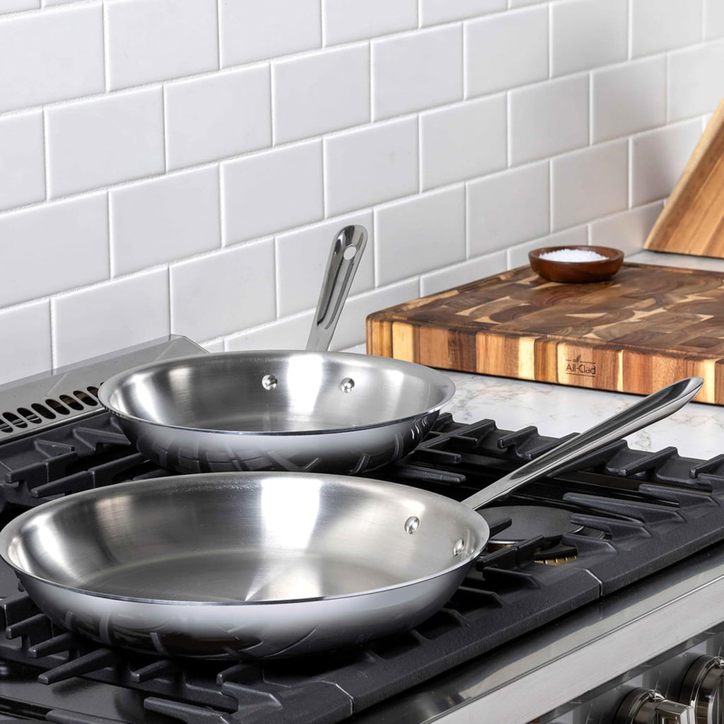 D3 Stainless Steel 10 and 12 inch Frying Pans Set - the USA- The Original Bonded Professional Cookware- Oven Safe &