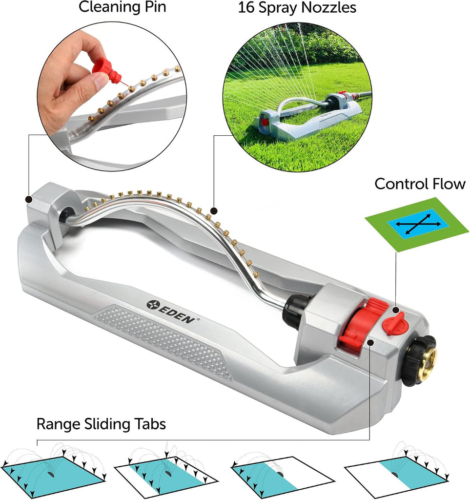 96215 Metal 2-Way Oscillating Sprinkler for Lawn w/Quick Connect Starter Set