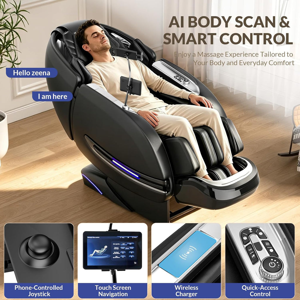Massage Chair Full Body, 2026 Zero Gravity SL-Track Shiatsu Massage Chair Recliner with 12 Auto Modes, Thai Yoga