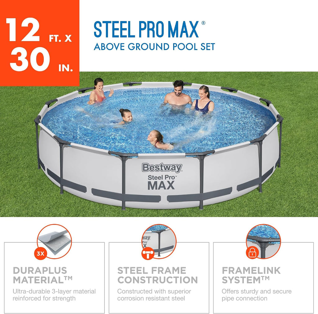 Steel Pro MAX 12' x 30" Above Ground Pool Set with Filter Pump