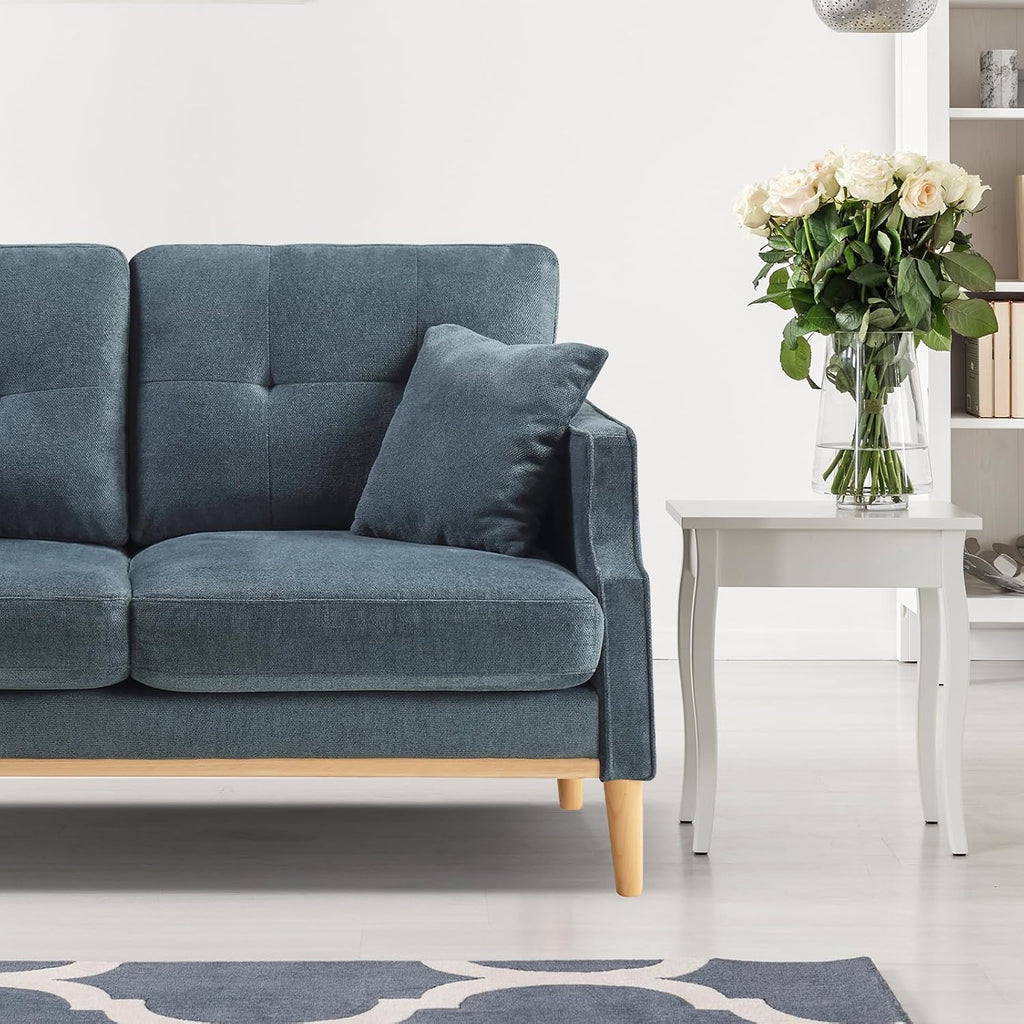 56.7" Loveseat Sofa Small Couch Fabric Upholstered 2-Seat Sofa with USB Port for Small Place, Apartment, Living