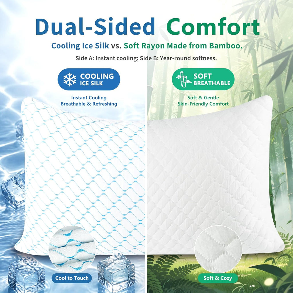 Memory Foam Pillows King Set of 2,Cooling Pillow for Side Sleepers
