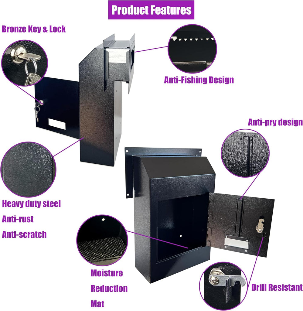 Door Drop Box, Mail Slots for Mail, Rent, Deposit, and Night Key