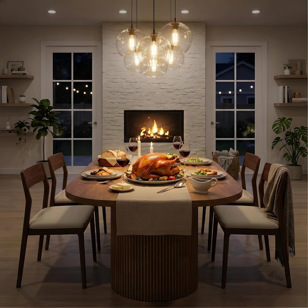 47.24" Oval Dining Table for 4, Small Kitchen Table with Pedestal Base, Space Saving Farmhouse Wood Dinner Table for Apartment and Dining Room, Brown